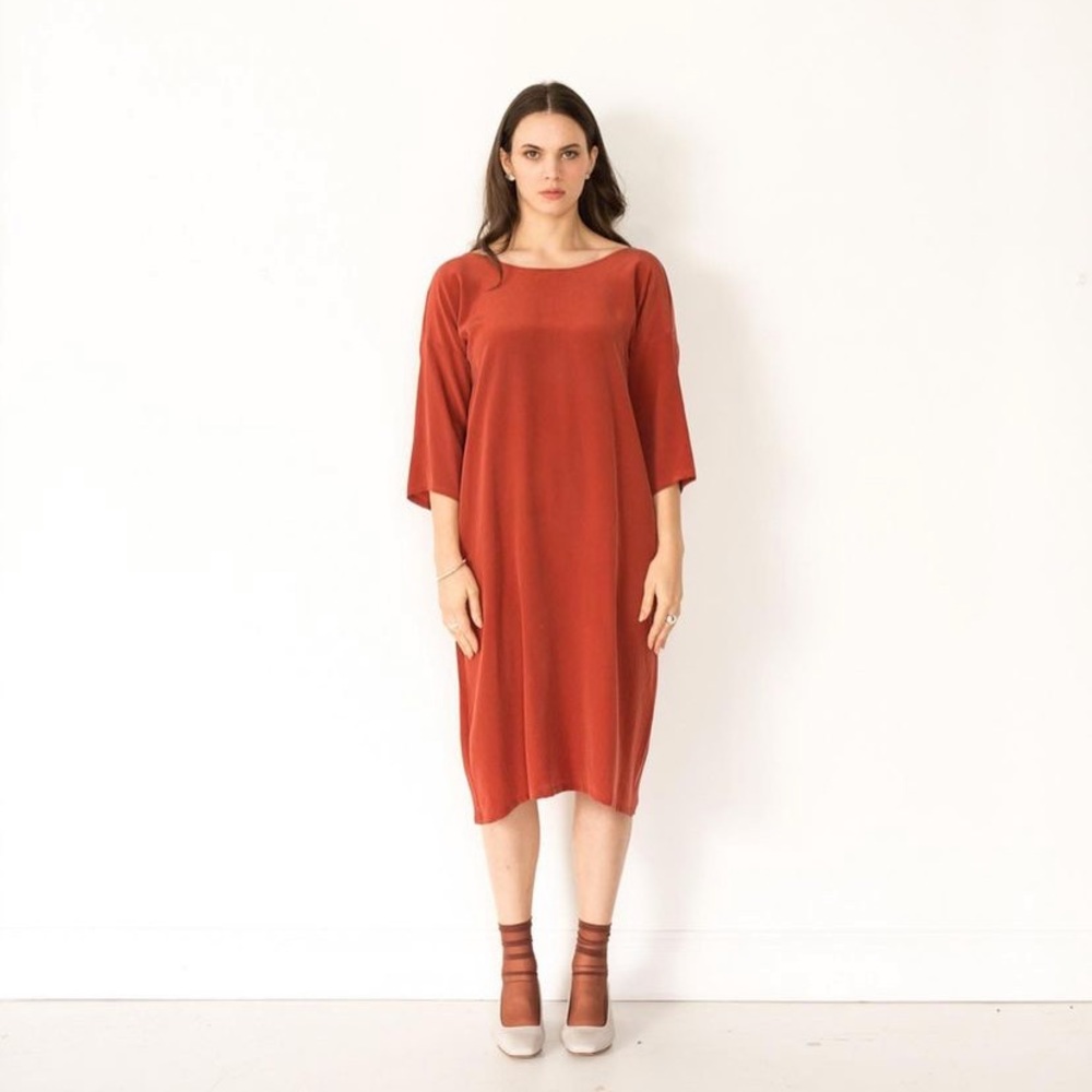 Dallas Daws Liv dress in russet silk new.